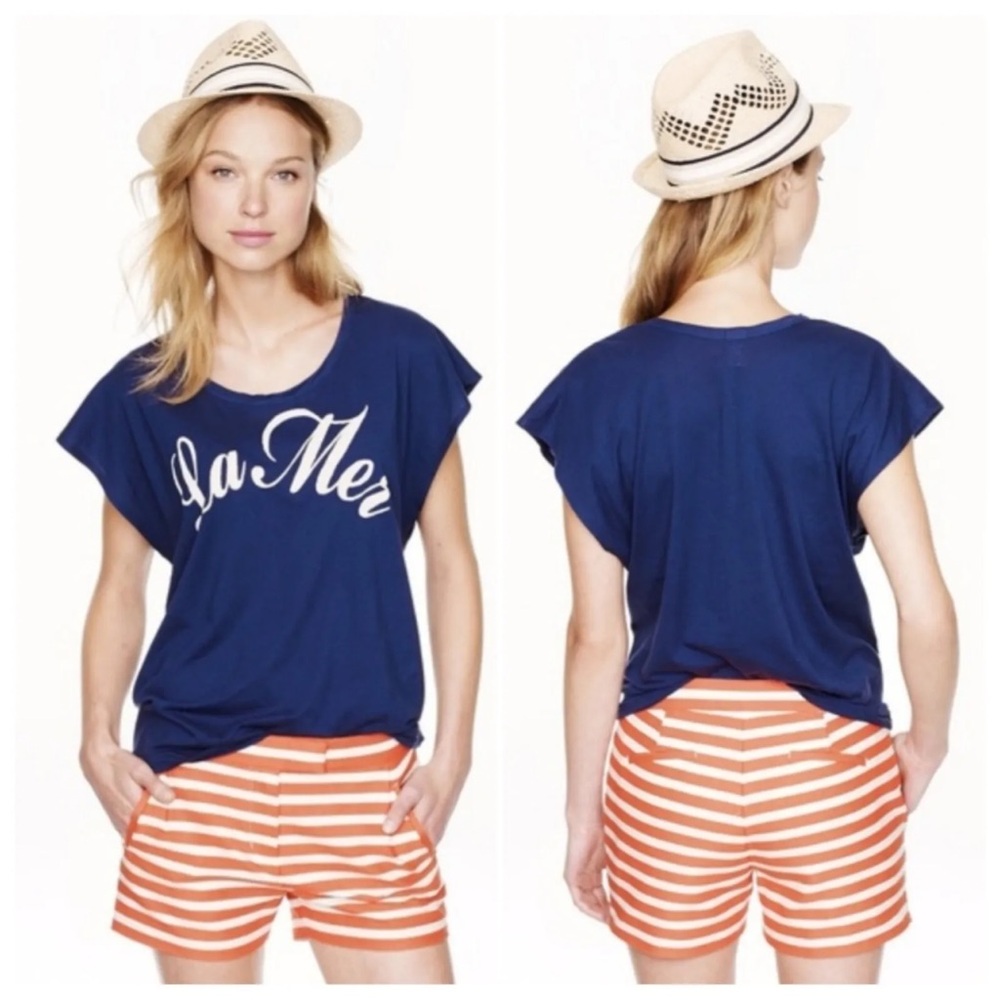 J Crew Women’s Textured Stripe Shorts Festival Orange White 3" Inseam Size 2